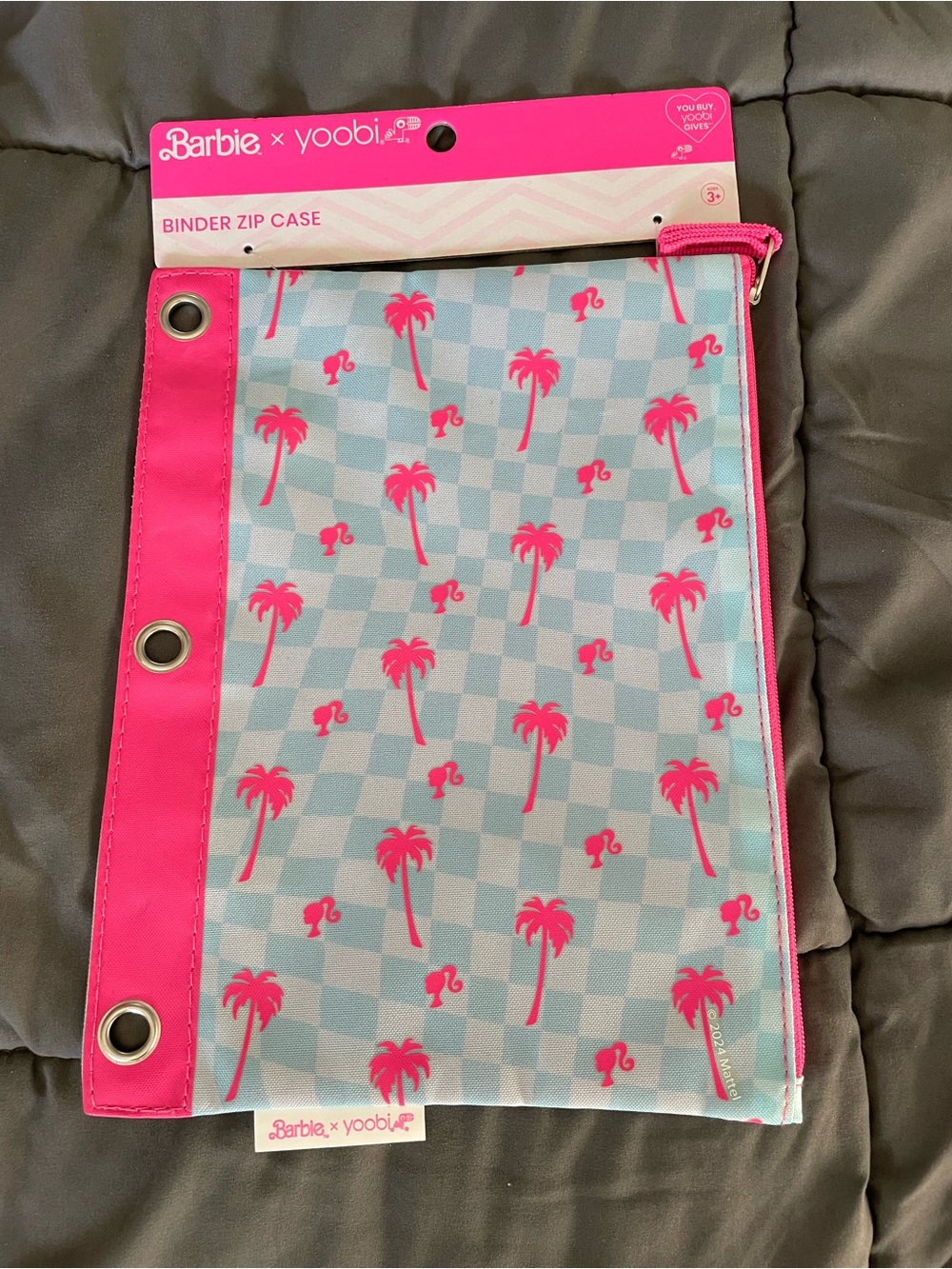 Barbie Pink and Light Blue Palm Tree Binder Zip Case